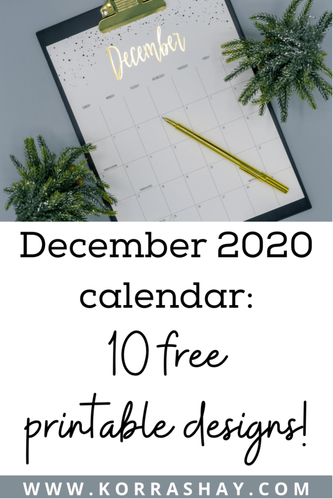 December 2020 calendar: 10 free printable designs!