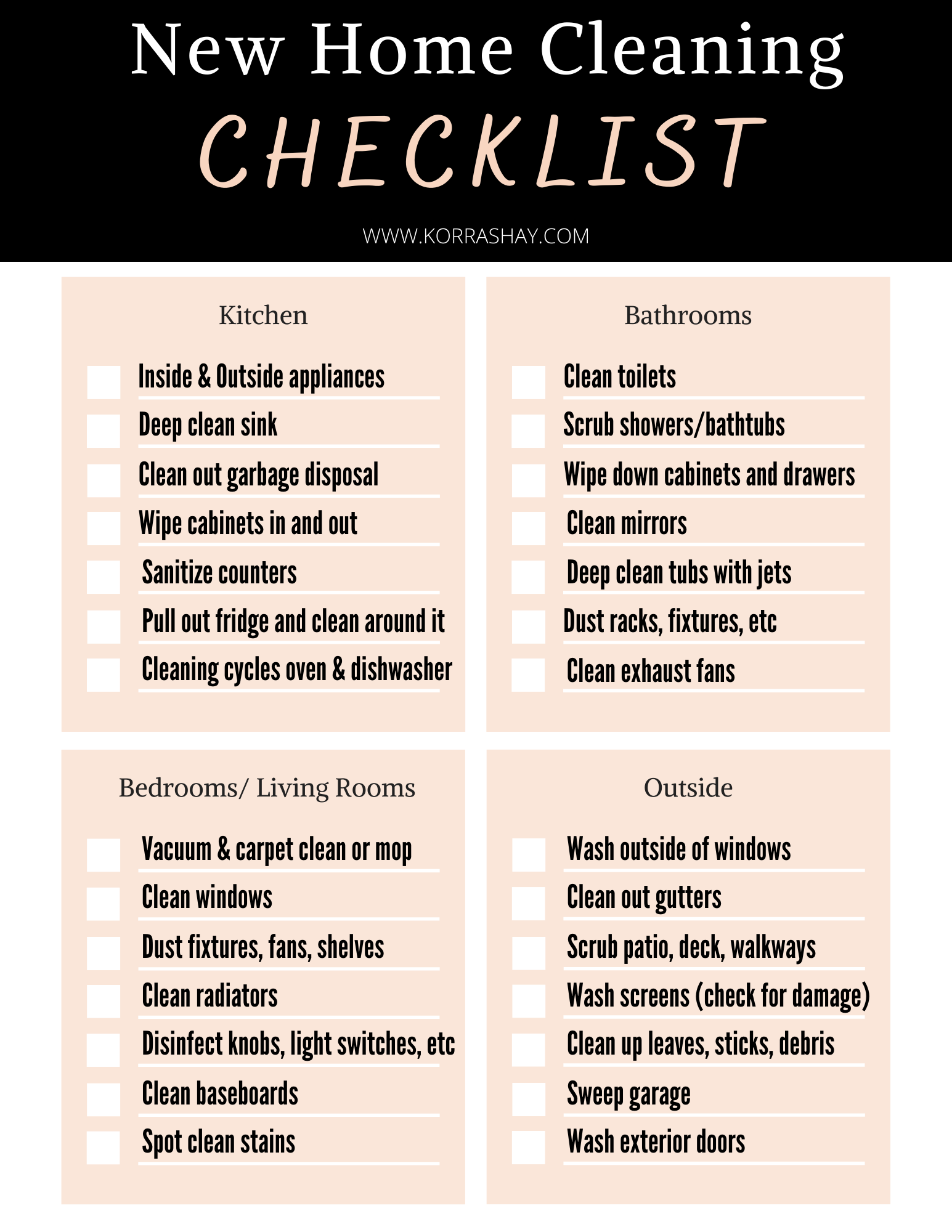 moving into a new house checklist