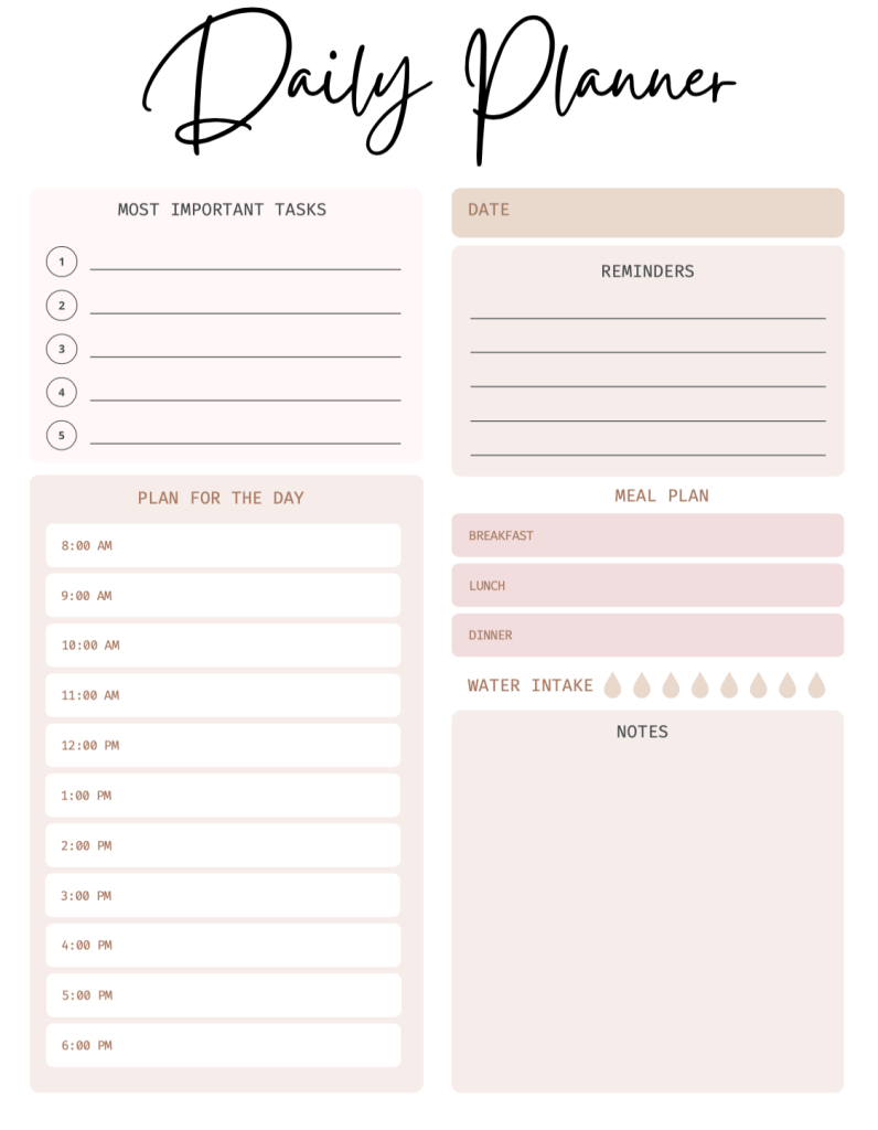 Free Daily Schedule Printable For Helping You Be Organized